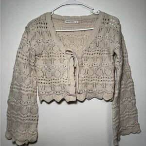moon & madison Cream Crochet Cardigan